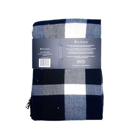 ❤️‍🔥HP❤️‍🔥 Plush Apparel Blue & White Ultra Soft Fringe Scarf - Picture 6 of 8